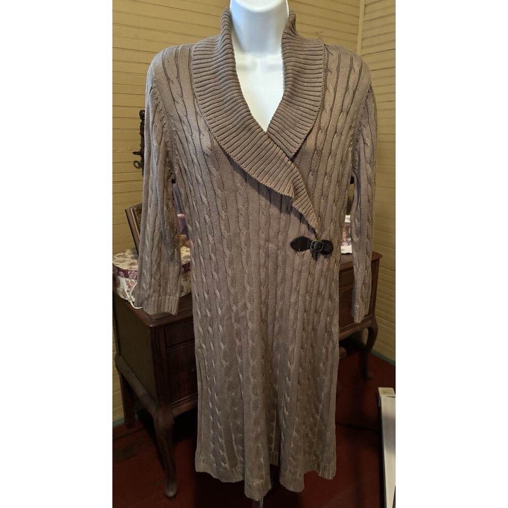 Ellen Tracy Size Petite XL Women’s Soft Acrylic Sweater Dress 36” Bust Brown